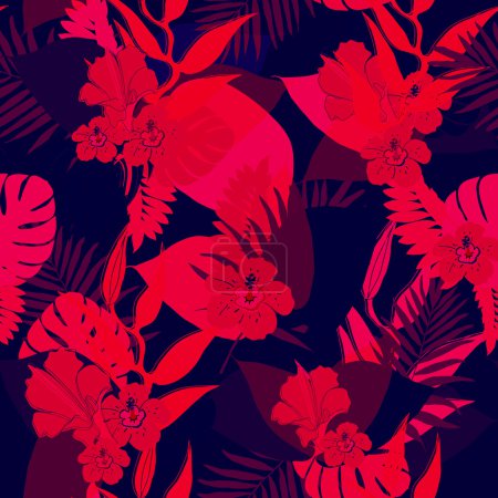 Seamless tropical  floral pattern.