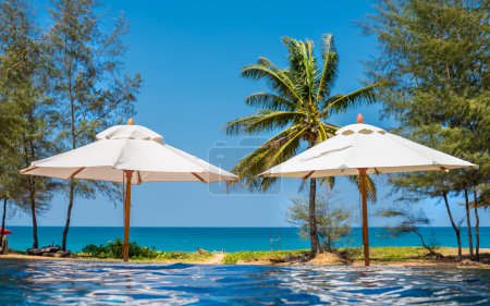 swimming pool in tropical resort