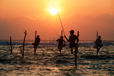 Silhouettes of fishermen