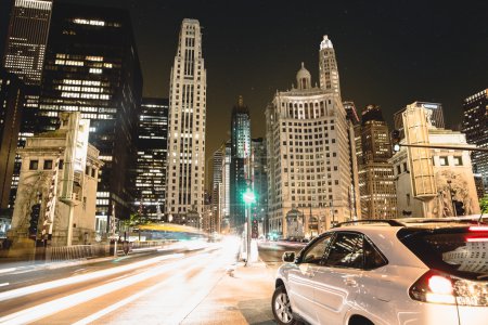 Downtown Chicago City Night View