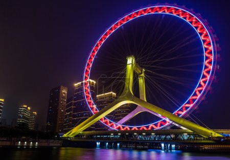 beautiful night view of the haihe river in tianjin , China