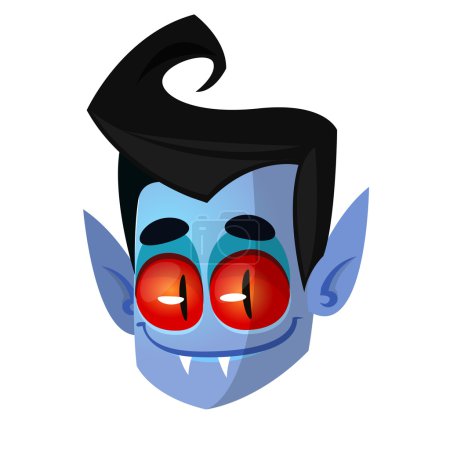 Dracula Face Colored Vector Icon. Halloween vampire head cartoon