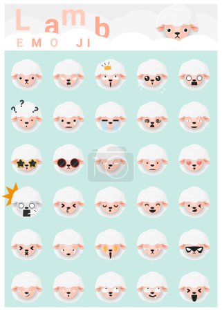 Lamb emoji icons , vector , illustration