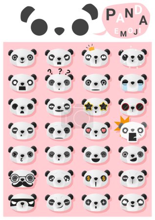 Panda emoji icons , vector , illustration