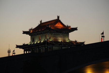 Tower of the ancient city wall of Xian, China