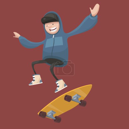 Vector illustration. Boy on skateboard