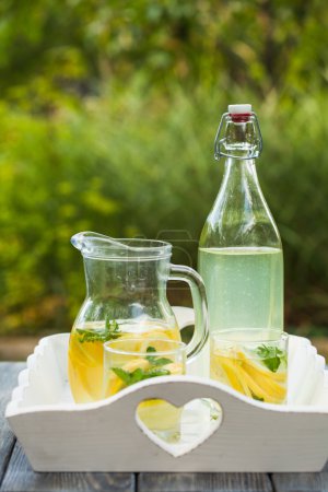 fresh cold green lemonade in bottle