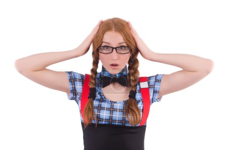 孤立在白色的女生