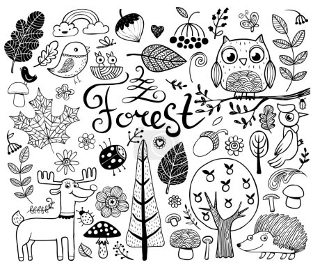 涂鸦风格森林设计元素