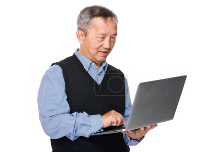 Asian old man in black waistcoat