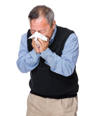 Asian old man in knitted waistcoat