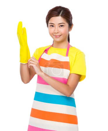 Young asian housewife in apron