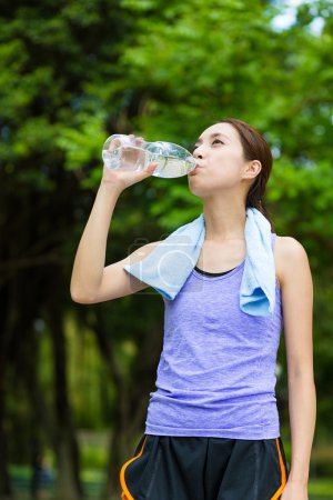 Woman with sport wear drink water