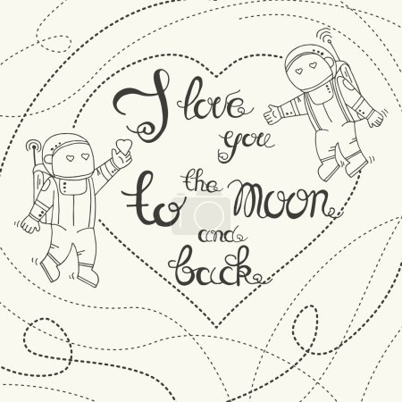 hand drawn typography - i love you to the moon and back.