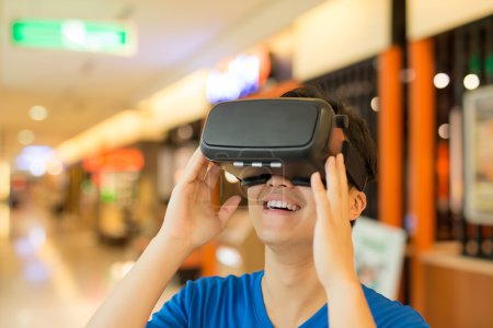 Man wearing  virtual reality headset 