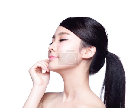 Woman with closed eyes posing