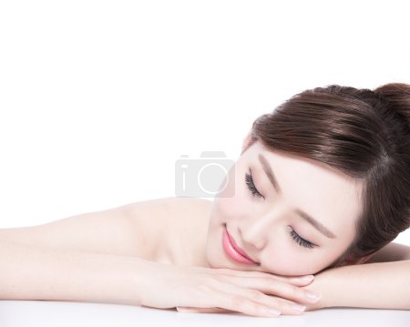 Charming woman  lying