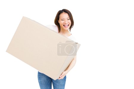 Woman holding cardboard box