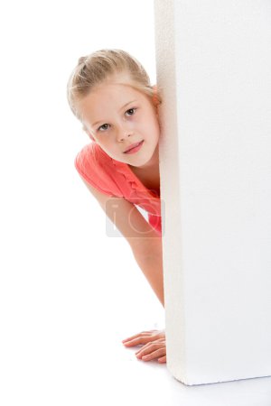 charming fair-haired girl peeked