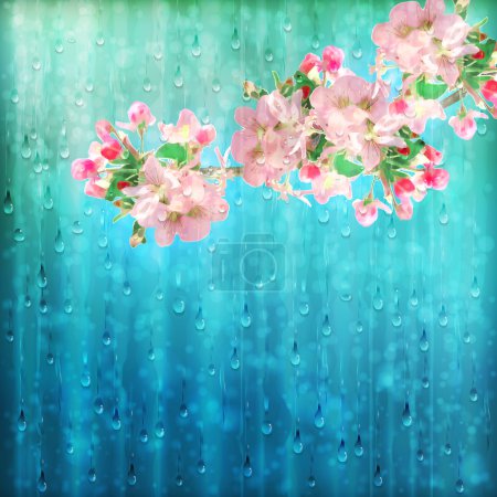 春天的花朵雨矢量