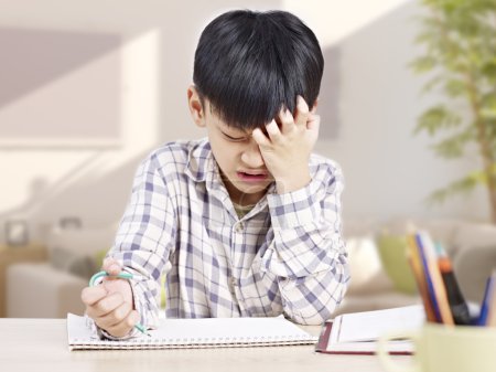 Asian child studying