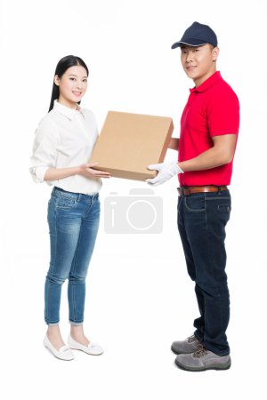 Woman receipt of package delivery