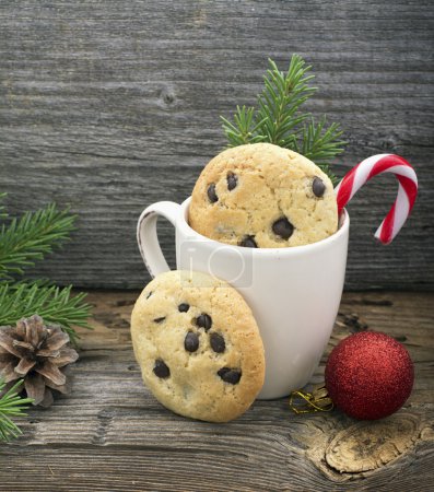 homemade cookies with chocolate drops for the feast of santa
