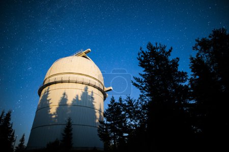 天文台在夜空下的星星。小插图