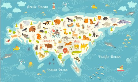 animals world map, eurasia