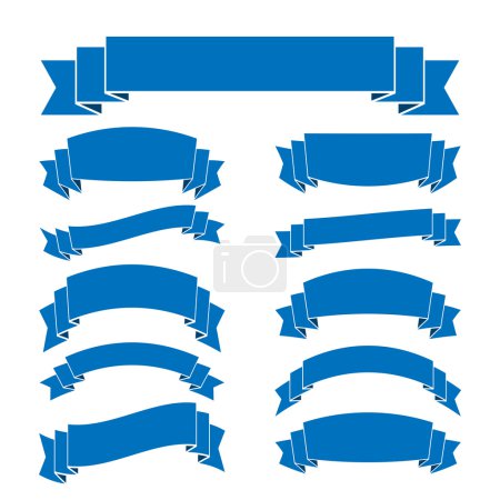 retro, linear style ribbon banners isolated on white background