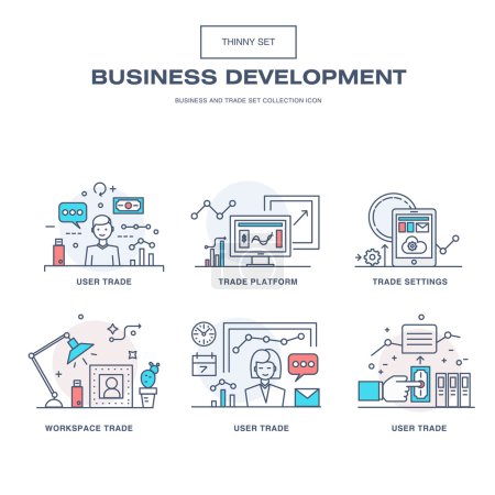 Modern thin line business icons set of application development  