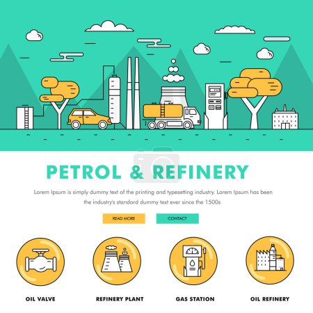 Modern petrol industry thin block line flat color icons 