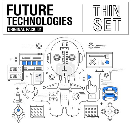 New modern thin line icons set technology of future