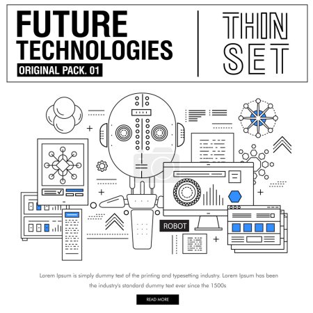 New modern thin line icons set technology of future